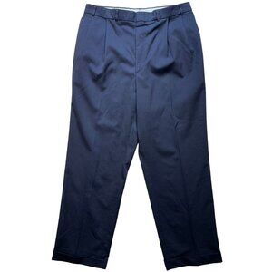Stafford Traveler Plus Mens Wool Dress Pants Pleated Front Stretch Sz 38x31 Blue